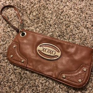 Brown xoxo wristlet